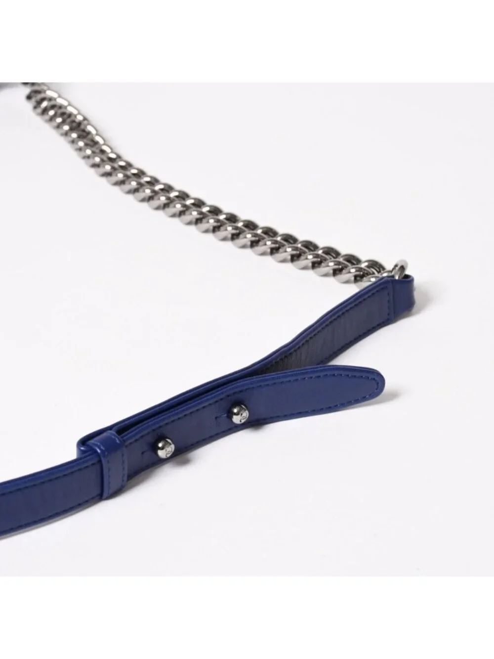 Chanel Boy Chain Shoulder Bag CC Logo Velvet Leather Blue
